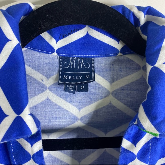 Melly M Jacquard Blue and White Cotton Blend Shirt Dress - Picture 6 of 10